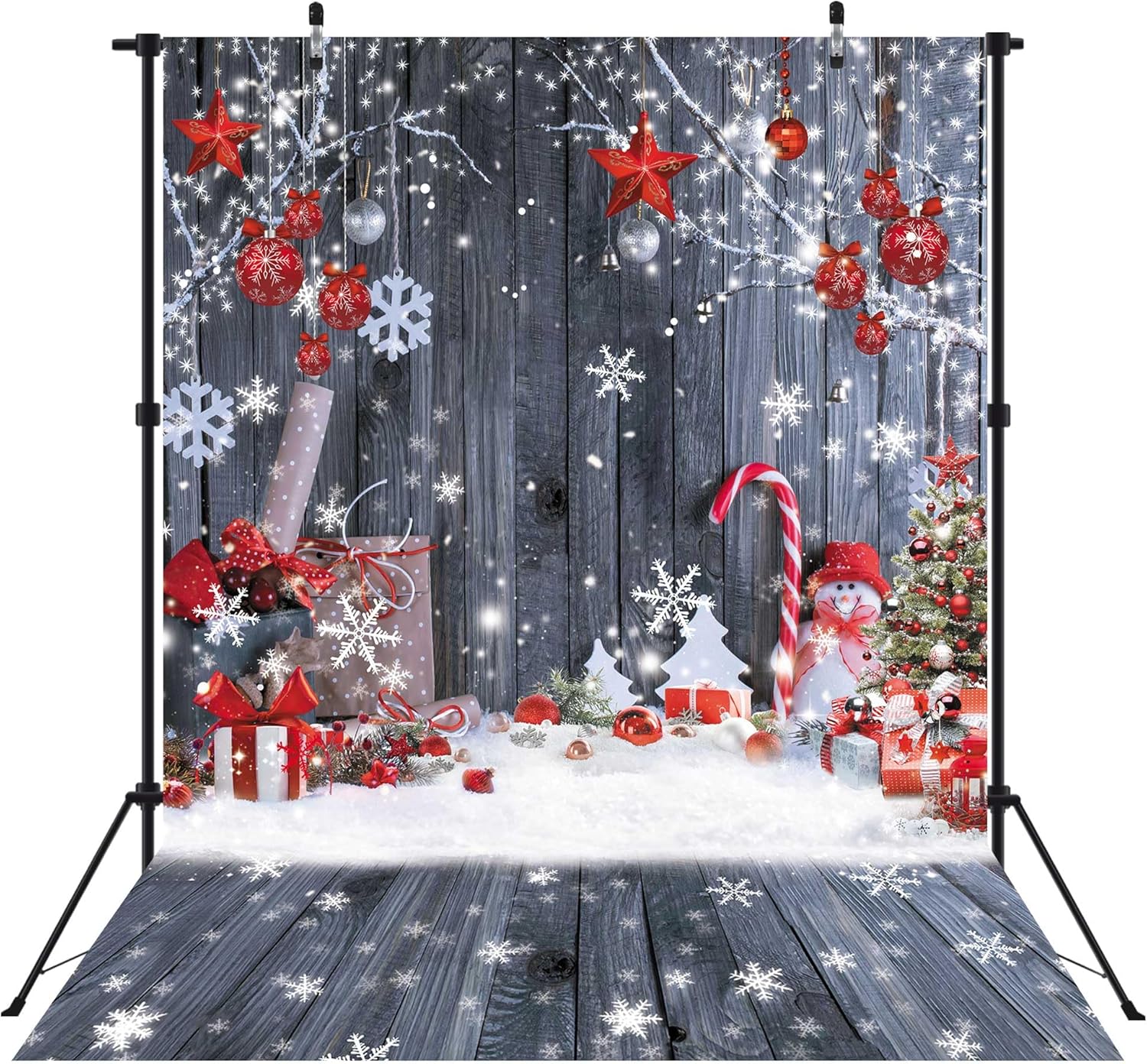 Christmas Wood Wall Photography Backdrop Wood Floor Background Winter Party Photoshoot