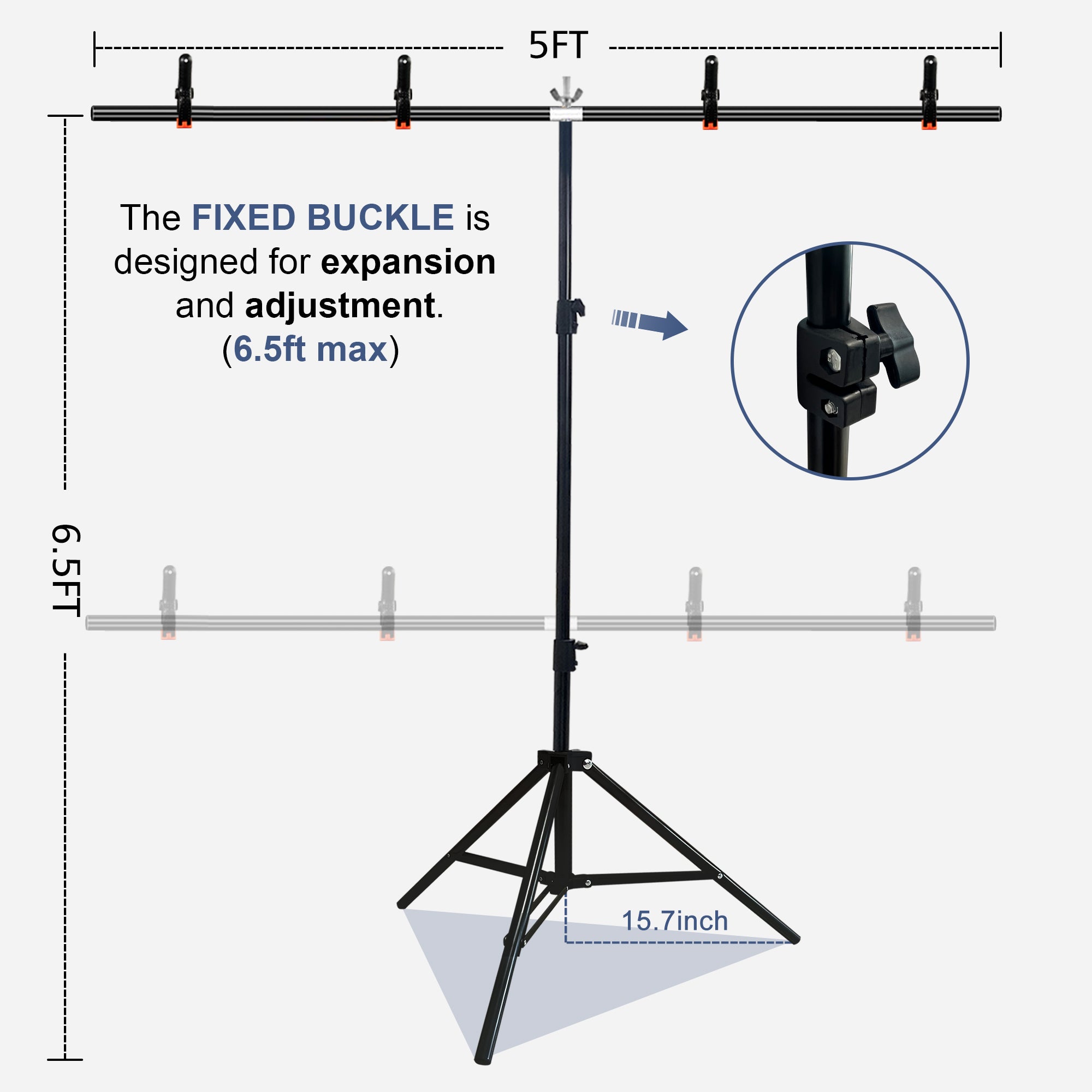 6.5 x 5ft T-Shaped Backdrop Stand with Abstract Blue 5x6.5ft Professional Photography Backdrop,Adjustable Backdrop Stand Kit with 4 Spring Clamps,Portable Handbag (2 in 1)