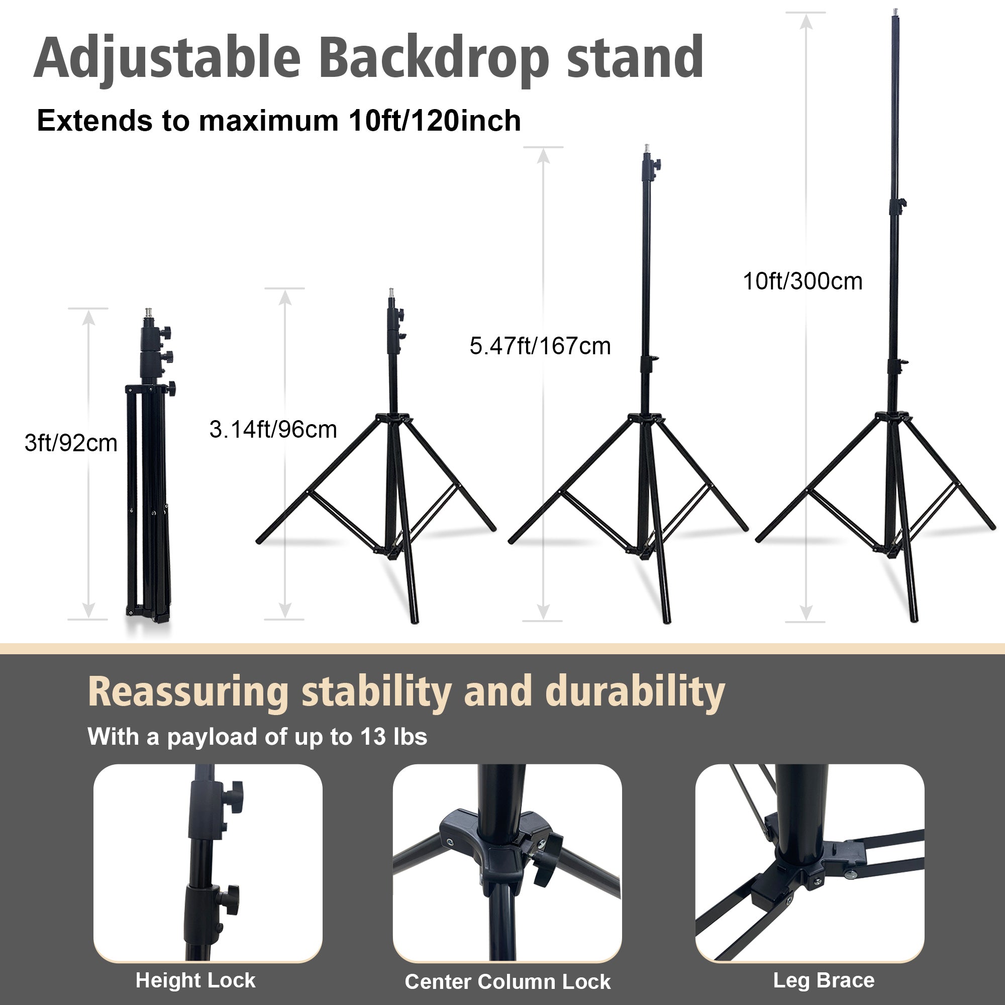 Photo Studio Backdrop Stand Support System Adjustable Backdrop Stand Kit