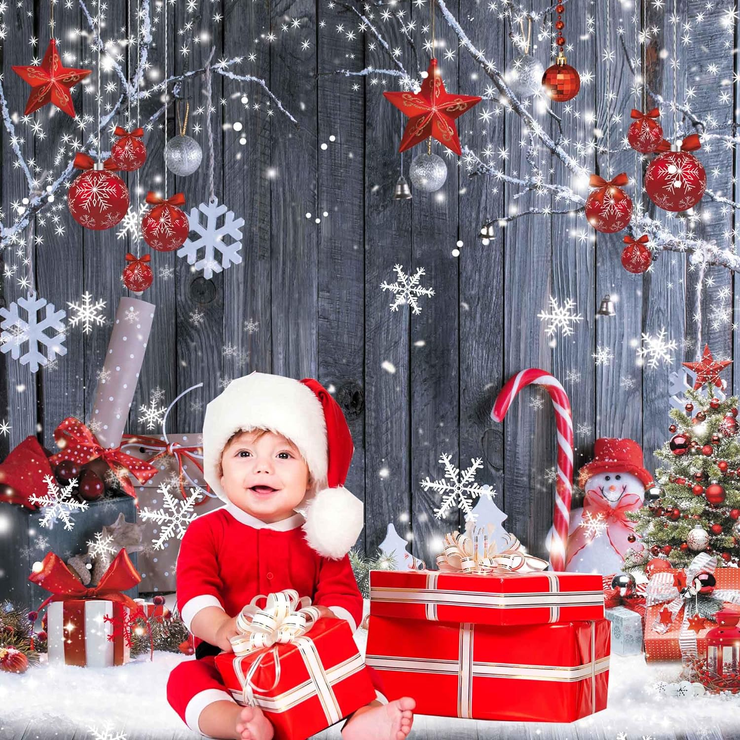 Christmas Wood Wall Photography Backdrop Wood Floor Background Winter Party Photoshoot