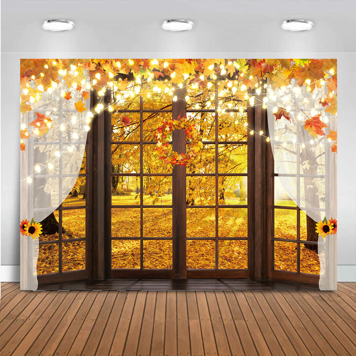 Fall Windowsill Backdrop Autumn Forest Photography Background