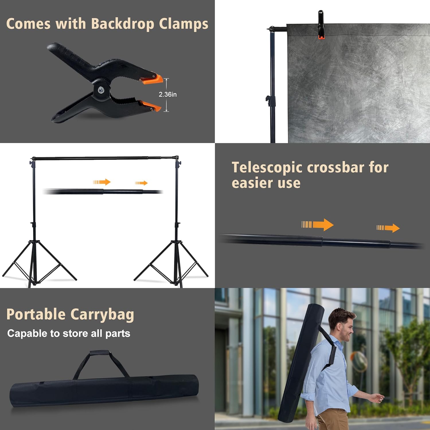 Photo Studio Backdrop Stand Support System Adjustable Backdrop Stand Kit