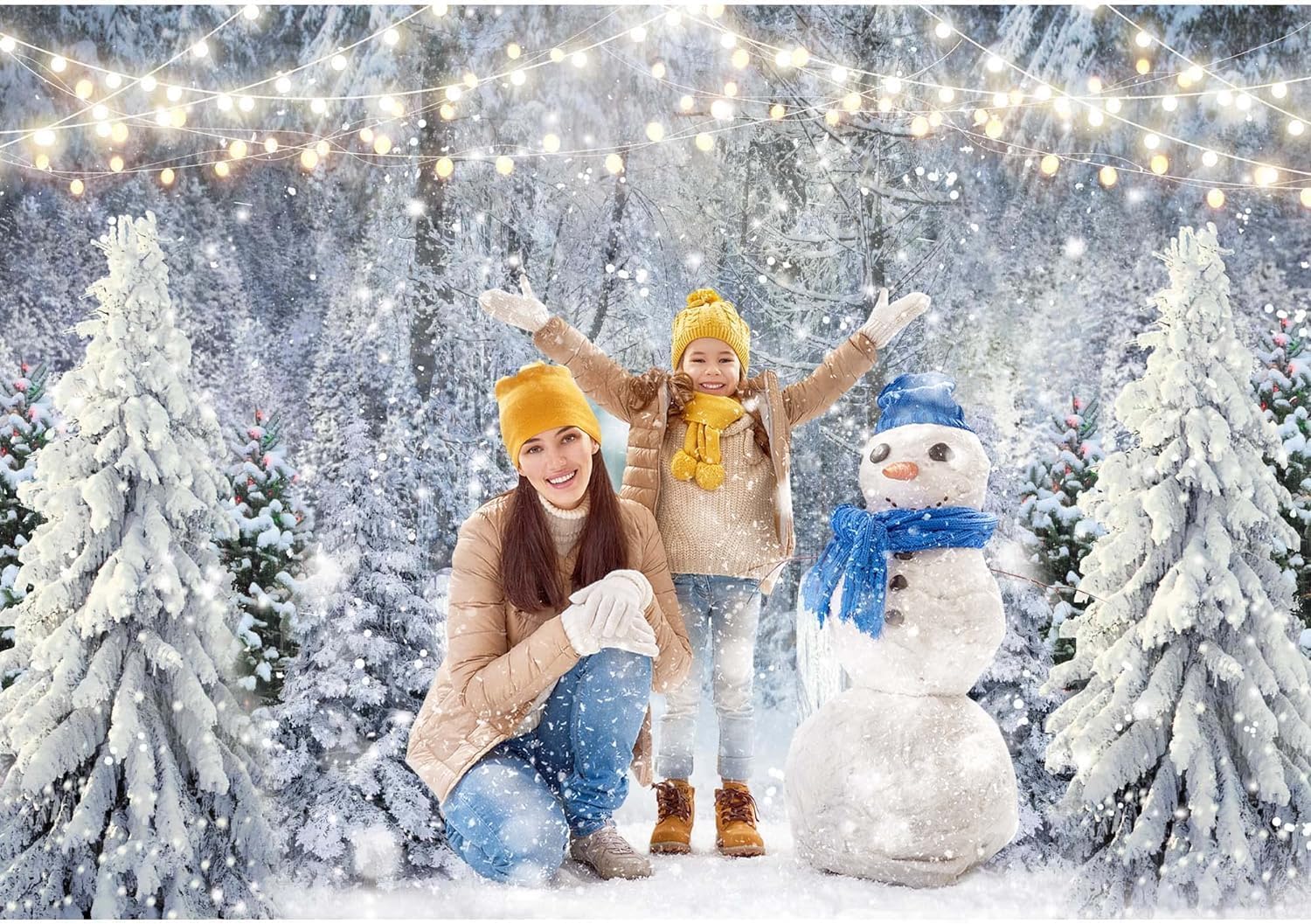 Winter White Snowy Forest Backdrop for Photography Christmas Glitter Wonderland Background