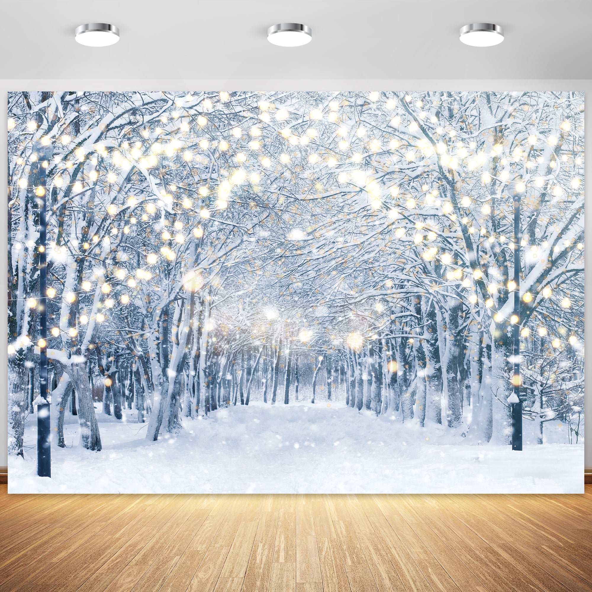 Winter Snowy Scene Photography Backdrop Winter Wonderland Landscape Background